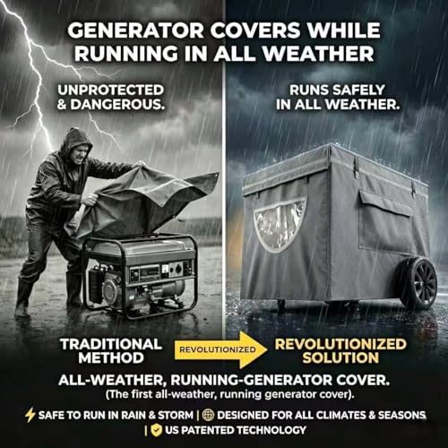 Generator Covers While Running, Generator Cover for Outside Heavy Duty Waterproof, 600+210D Double Layer Production,with Storage Bag, 38 "L x 28" W x 27 "H, for 12000W+ Frame Type Generators,Gray - 3