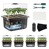ZHOLAH Seed Starter Trays Self-Watering - Kit with Humidity Dome, 5-Pack 60-Cell Plant Seedling Tray,Reusable Germination Trays for Indoor Gardening Seeds Growing Starting