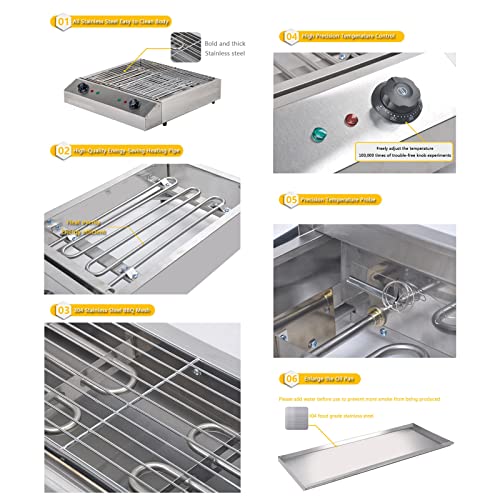 Elektryczny kratkę wewnętrzna Bezdymny Przenośny grill z tacą wodną Temp Control Nonstick Bezprzysiłkowe Zdrowe Gotowanie do domu
