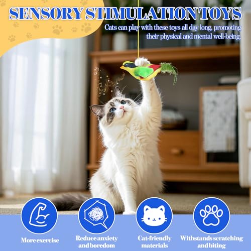 ZABARE Cat Toys Interactive,3 Pcs Kitten Hanging Toys for Indoor Cats,Flying Bird Toy,Door Frame Cat String Toy for Bored Indoor Adult Cats