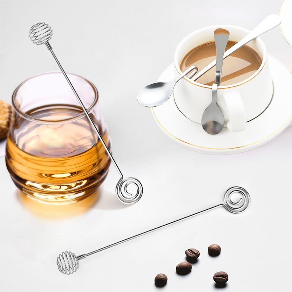 Honiglöffel,4 Stück honiglöffel und Marmeladenlöffel Set,Edelstahl Langer Griff Honiglöffel und Hängender Marmelade Löffel,Edelstahl Rührlöffel,für Marmelade,Sirup,Joghurt,Melasse
