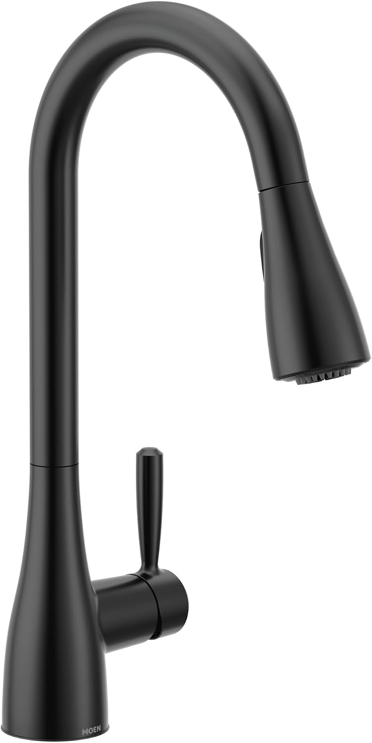 Moen Shoreway Single Handle Pull-Down Kitchen Faucet with Power Clean and Reflex, Matte Black, 87236BL