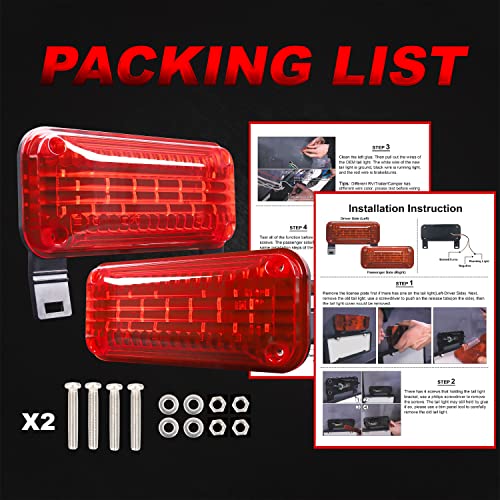Hoyuza Rv Tail Lights, Rv Camper Lights Red Brake Turn Light White License Plate Light With Reflex Surface Mount Black Base Red Cover #TOP6