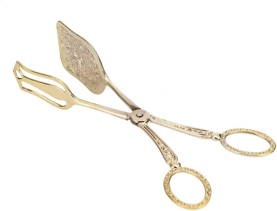 Bread Tong Salad Tong Retro Zinc Alloy Baking Food Clip Cake Tong Kitchen Tool Head(Gold)