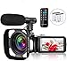 Video Camera Camcorder Vlogging Camera for Youtube Full HD 2.7K 30FPS 30 MP IR Night Vision 3 Inch Touch Screen Time-Lapse Camcorder with Microphone Remote Control Lens Hood and 2 Batteries