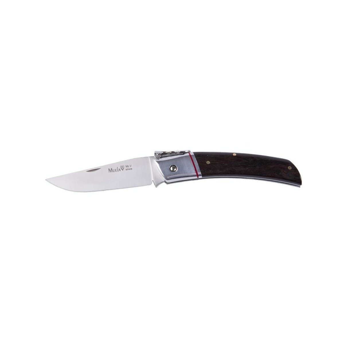 Electropolis Coltello Caccia Muela NPQ-8GR Ruota con Lama Mova Grenadillo e Manico di Legno di Granadillo, Lama di 8,5 cm, Blocco di billetta, Peso 90 gr + Carta Multiuso di Regalo