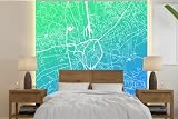 Selbstklebend Tapete Wandpapier Wandaufkleber Fototapete Tapeten Wanddeko 350x350 cm Stadtplan - Brügge - Grün - Blau