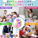 Pipihome Stress Balls Fidget Toys, 6 Pcs Squishy Anti Stress Ball Sensory Squeeze Ball Toys Squish Ball, Easter Basket Fillers for Kids and Adults, Stress Relief Toys Easter Gifts - Image 4