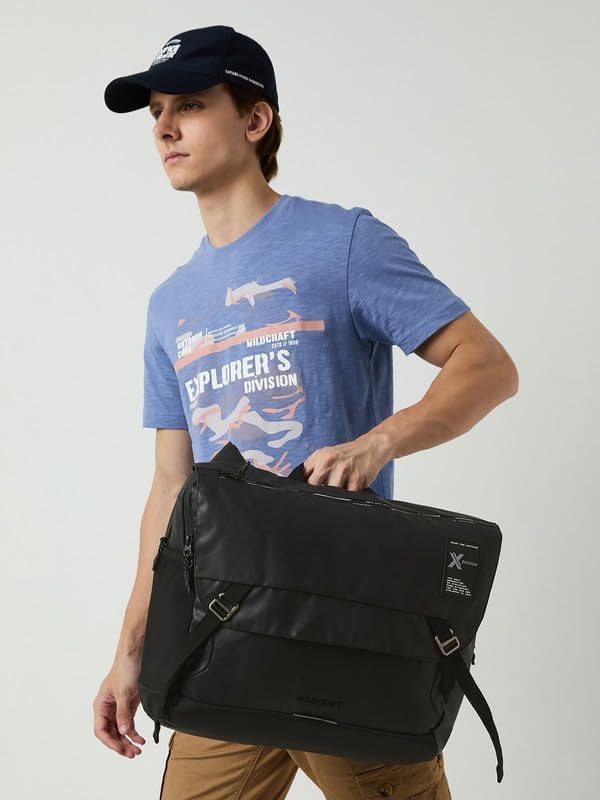 Wildcraft PU Bicycle Messenger Sling Bag/Messenger Bag/Cross Body Bag for Mens & Womens (Topo_Blk)
