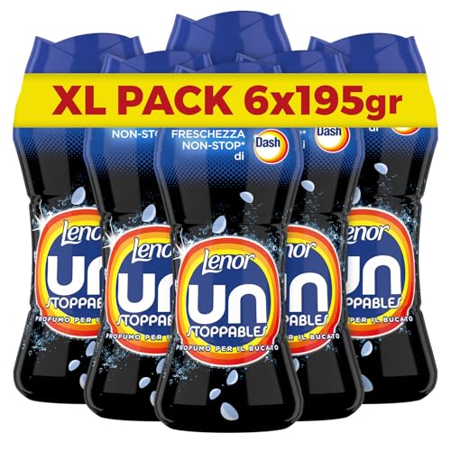 Lenor Profumatore Bucato Perle Profumate Lavatrice, Unstoppables Dash, Maxi Formato 6 x 195g, Intensificatore Di Profumo