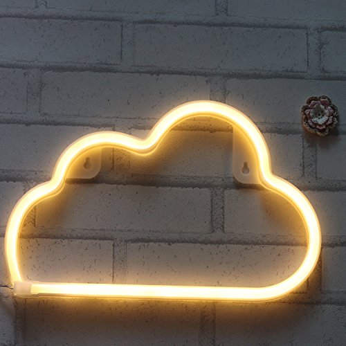 LED Neon Signs Cloud Wall Decorative Night Light for Bedroom Girls' Kids Room Home Décor Neon Light Battery Powered and USB Plug(NECLD)