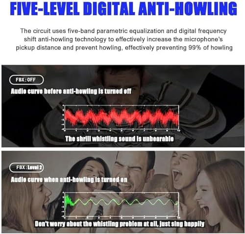Professional Feedback Suppressor, Microphone Anti-Howling Frequency Shifter, 12 Segment Feedback Eliminator, High Sound Fidelity, Clear Audio Solution for Stages & Conferences