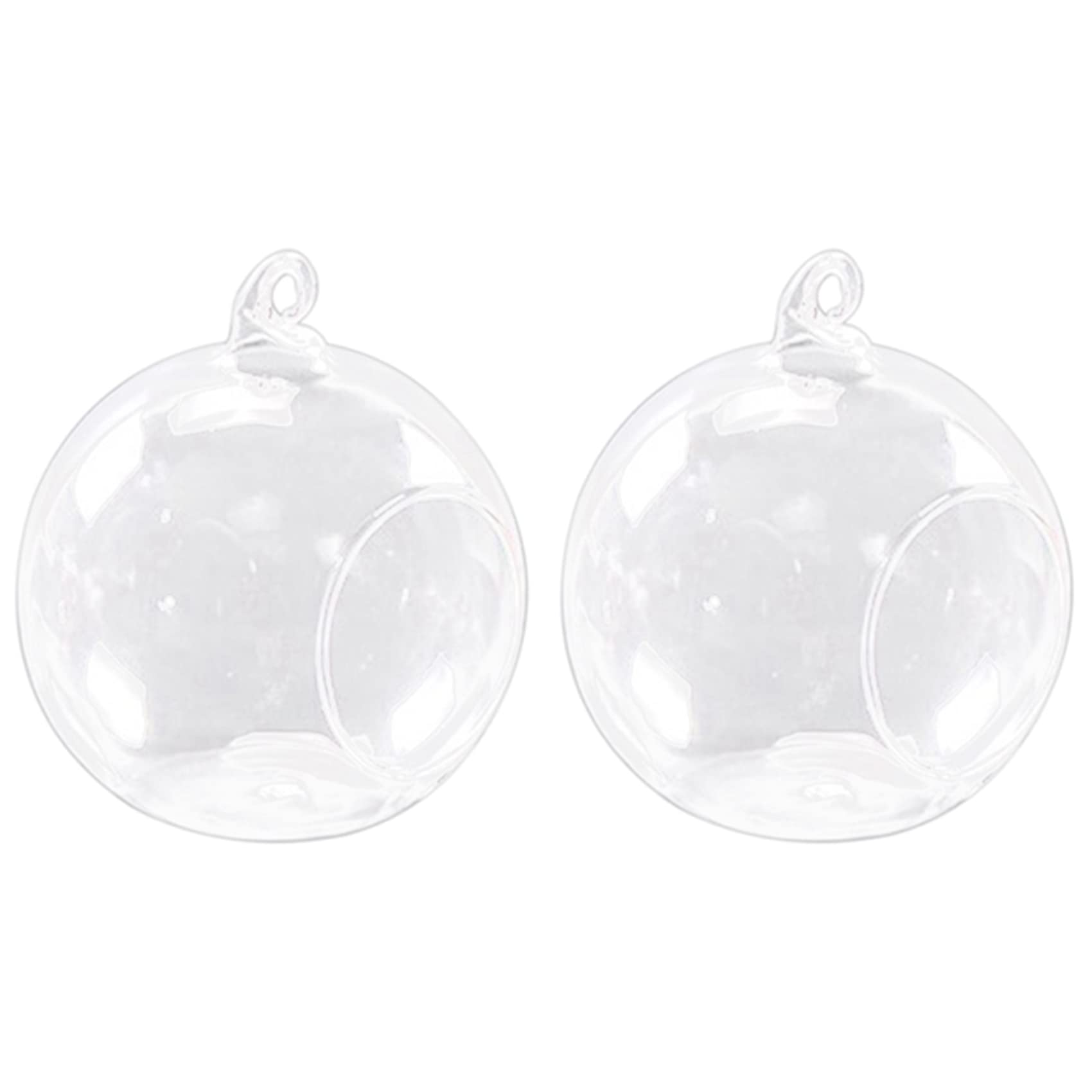Hndhbfgrt 2pcs 8cm Hanging Glass Flowers Plant Vase Stand Holder Terrarium Container Candlestick Tealight Holder Home Decor