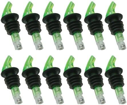 Measured Pourers For LARGE BOTTLES, 1 Oz "GREEN" #1 Selling Brand- 12 Per Pack, Made entirely in the USA (12, 1 OZ)