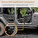 Tube Doors Tubular Half Doors with Side View Mirror Compatible with 2007-2018 Jeep Wrangler JK JKU Unlimited 4-Doors Safari Tubular Off Road Summer Trail Adventure