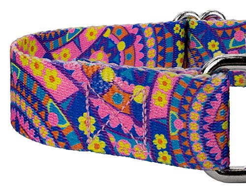 Country Brook Petz - Blue Boho Mandala Martingale Dog Collar - Groovy Collection With 11 Far Out Designs (1 Inch, Medium) #TOP3