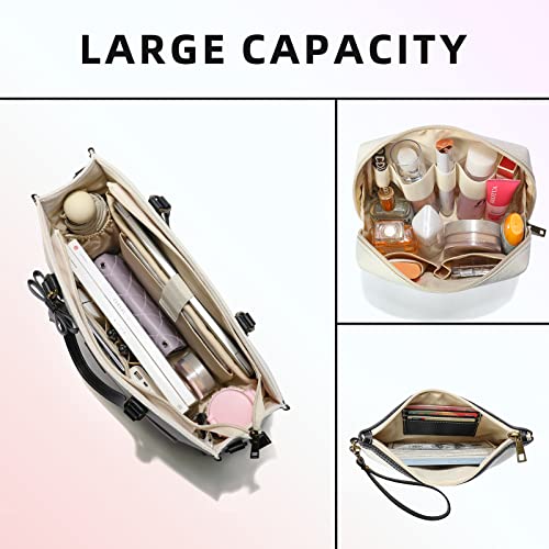 Keyli Laptop Tote Bag Canvas Laptop Bag For Women 15.6 Inch Casual Work Shoulder Bags Large Capacity Professional Business Office Computer Bag Briefcase Handbag Purses For Travel, Office, School White #TOP3