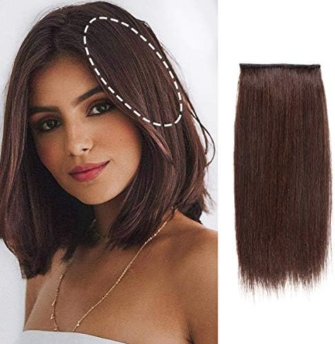 FEIPRO Real Remy Human Hair Clip in Hair Extensions Short Straight Thick Double Weft One Piece Hair Pieces for Thinning Hair Invisible Hairpin Increase Women Men Hair Volume 8 inch#2 Brown