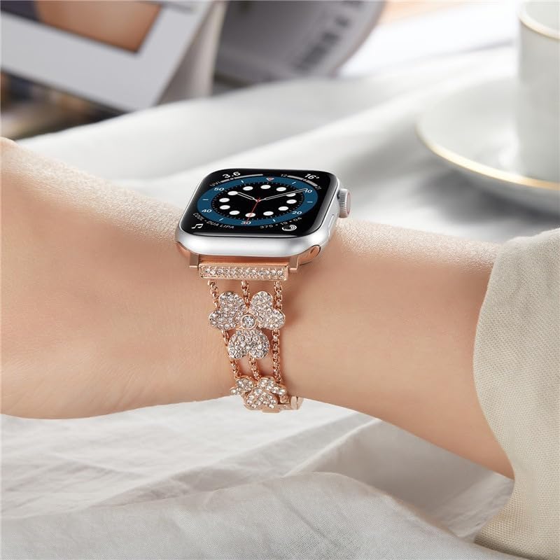 Wristband for Apple Watch 38mm 40mm 41mm 42mm 44mm 45mm Stainless Steel Accessory Wristband for IWatch 9/8/7/6/5/4/3/2/1/SE Series Women (Golden,38-40-41 MM)