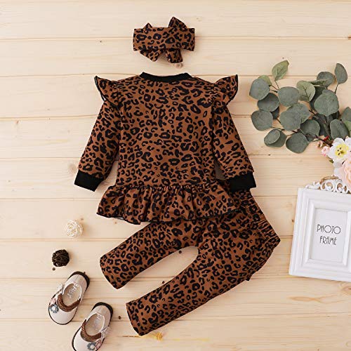 Qiraoxy Baby Meisje Kleding Lange Mouw Katoen Shirt Broek Peuter Kerst Outfit Meisje Luipaard Patroon Outfits Kleding… - Image 3