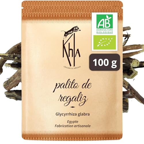 Khla - Regaliz de Palo Bio Ecológico 100 g - Para Infusión o Masticar - Natural & Seco - Cocina & Repostería - Naturalmente Dulce y Amaderado - Aliento Fresco & Efecto Saciante Natural - Origen Egipto