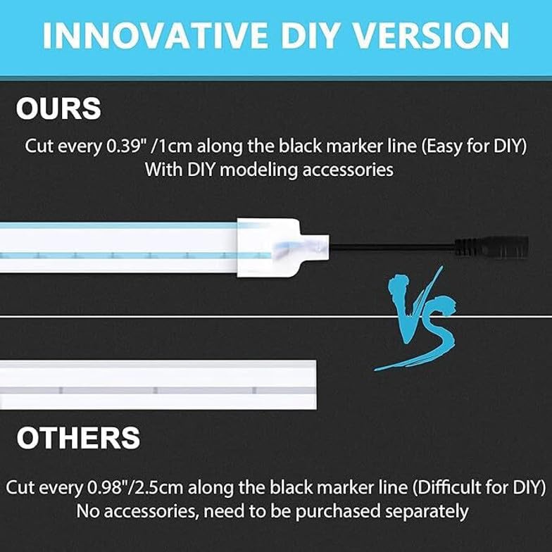 Image of V.E.S.P.A 16.4 Feet Neon LED Strip Lights, with 12V Adapter, Waterproof IP65, Silicone Flexible Rope Light for Wall Decor | DIY Name Signs | Neon Lights | 5 Meter | (ICE Blue)