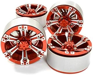 Integy RC Model C26616RED 1.9 Size Billet Machined Alloy 6D Spoke Wheel(4) High Mass Type for Scale Crawler