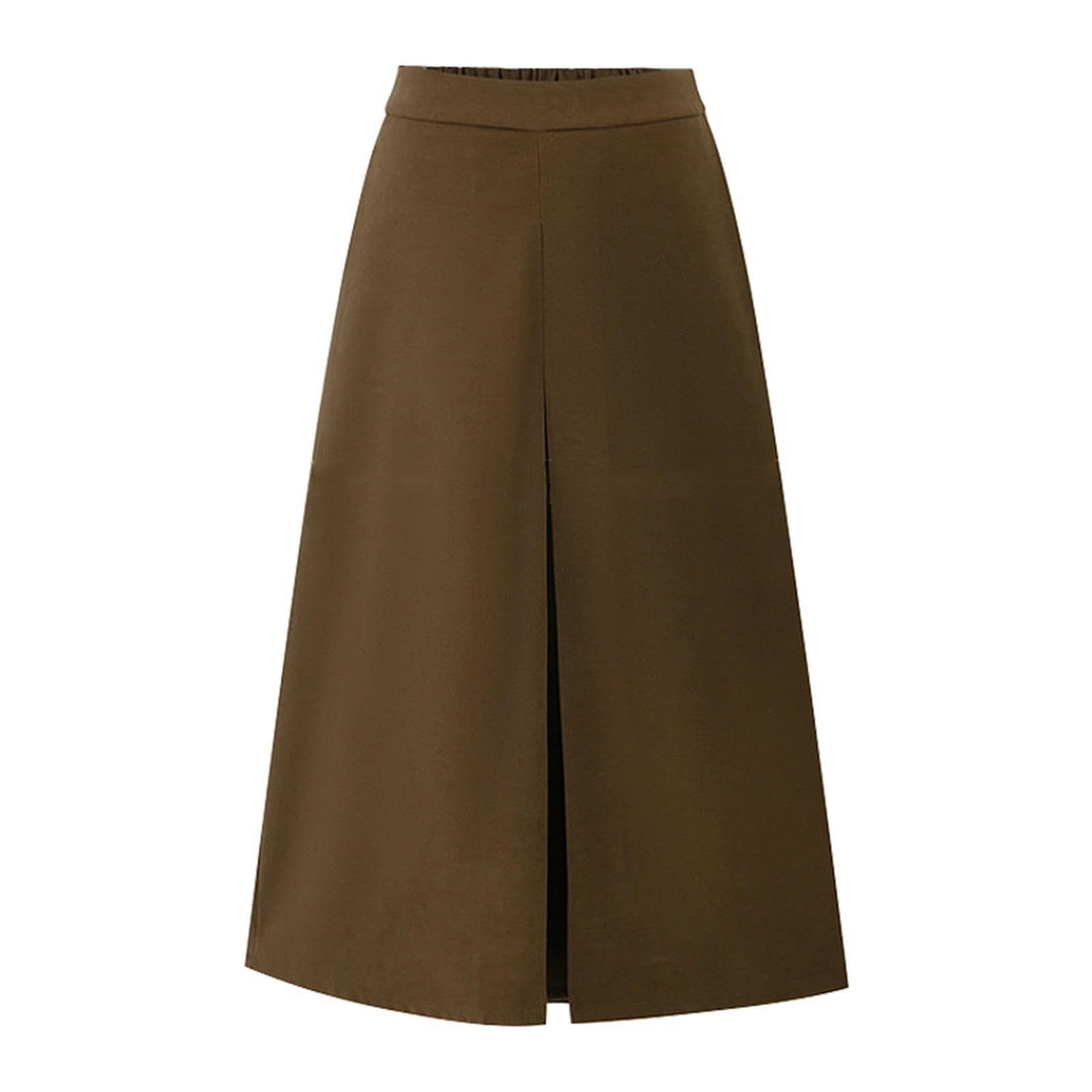 Röcke Frauen Mit Plus-größe Wildleder A-line-Rock-hohe Taille Mit Mittlerer Länge Hip Slimming Design Damenröcke-braun-6xl