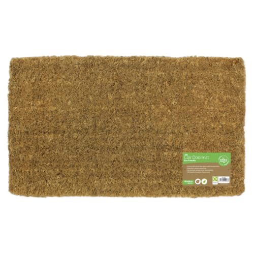 Image of JVL Plain Natural 100% Coir Entrance Door Mat, 40 x 68 cm