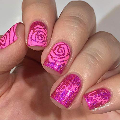 Whats Up Nails - Rose Petals Nail Stencils Stickers Vinyls For Nail Art Design (1 Sheet, 15 Stencils) #TOP5