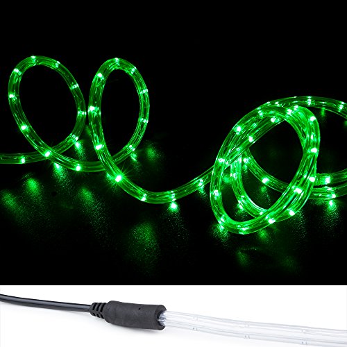 WYZworks 10 ft Green PRE-Assembled LED Extendable Rope Lights - Flexible Clear Water Resistant Tube, Christmas Xmas Tree Holiday Decoration Indoor/Outdoor Lighting | ETL Safety Certified