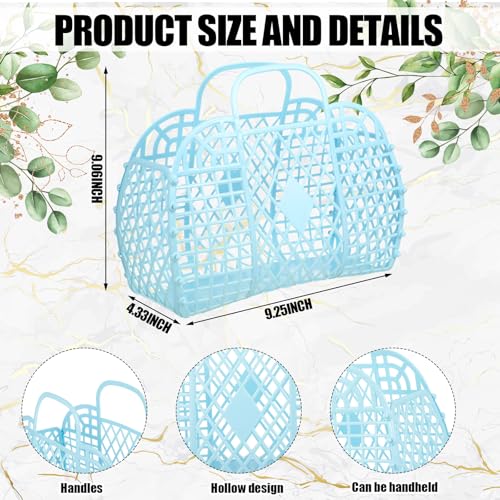 Silkfly 6 Pcs Jelly Tote Bags Plastic Easter Baskets for Egg Hunting Wedding Beach Gifts Purse Bags for Spring Party Favor(Bright Color,Small) 5