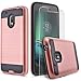 Moto G4 Play Case, Moto G Play Case, Moto E3 Case, Dual Layers Phone Cover Bundled with [HD Premium Screen Protector] Hybird Shockproof And Circlemalls Stylus Pen (Rose Gold)