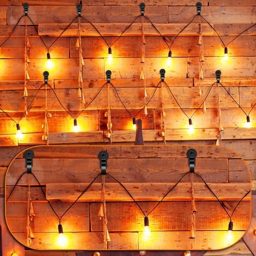HiGift 72 Pack Light Hanger Hooks, Stainless Steel Screw in Hook for Hanging Outdoor Lights, Rope Light Clips for Christmas and Holiday Decor, Wire and Fairy Led Lights (Black) - 2