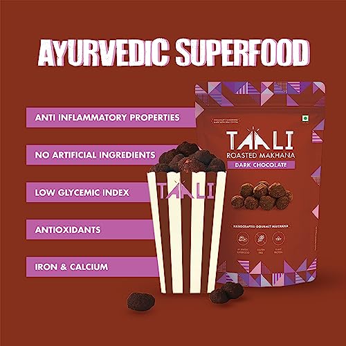 Image of Taali Roasted Makhana | 75 gm (Pack of 3) | Dark Chocolate | 100% Vegatarian | Gluten Free, No Cholesterol, No Trans-Fat