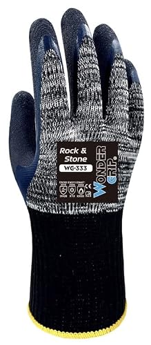 Preisvergleich Produktbild Wonder Grip 333 Rock Stone Arbeitshandschuhe mit doppelter Latexbeschichtung, Schnittfeste Handschuhe, Kälte und Hitzeschutzhandschuhe, Gartenhandschuhe (07 / S)