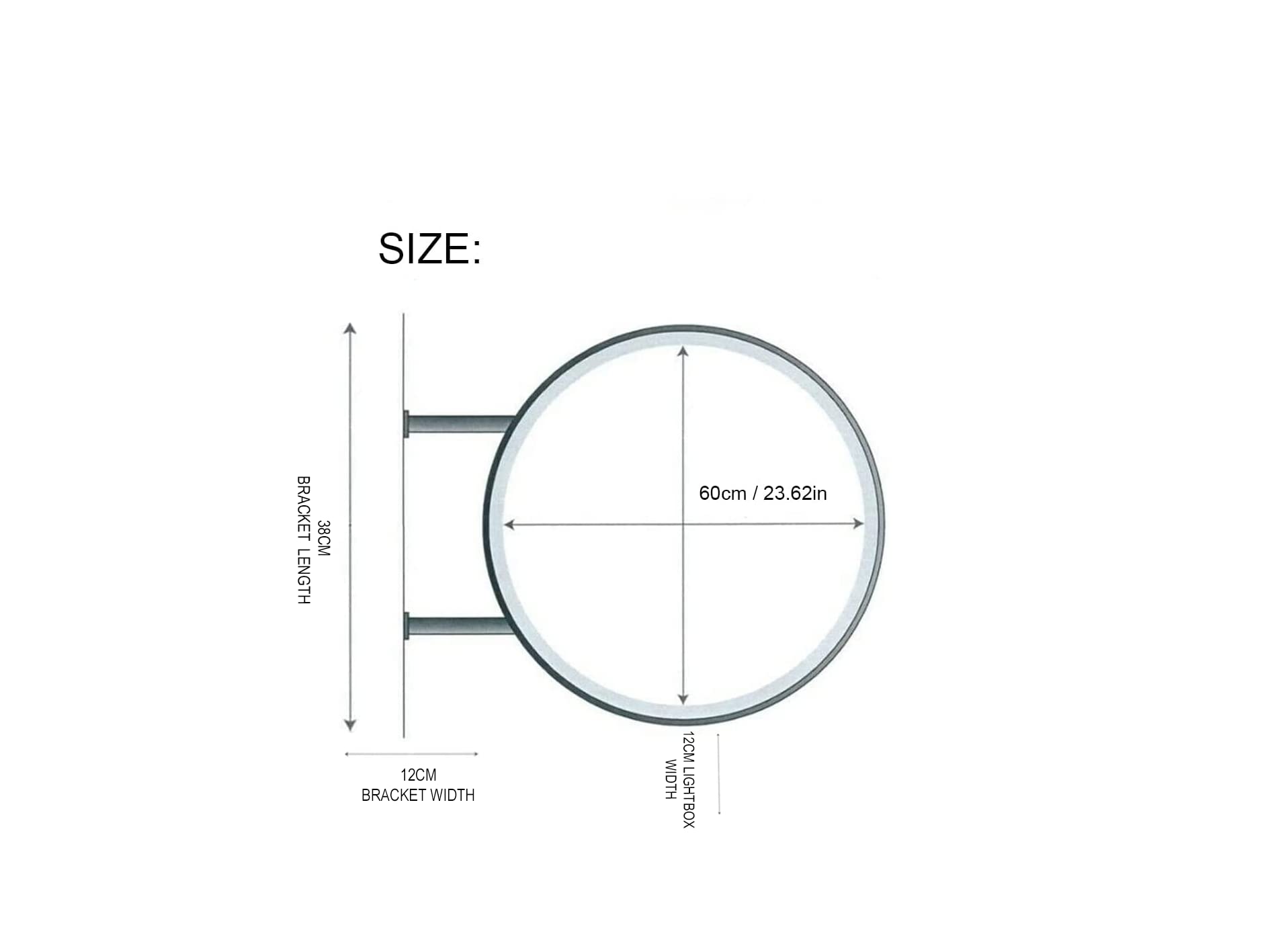 Panneau lumineux de projection - 60 x 60 cm - Rond - LED - Noir