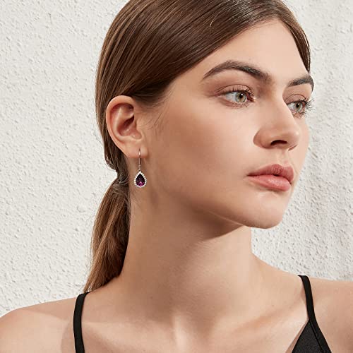 Dangle Drop Earrings Women Diamond Earrings Amethyst Earrings Silver Earrings For Women Silver Drop Earring 925 Sterling Silver Earrings Women Cubic Zirconia Earrings Leverback Earrings #TOP5