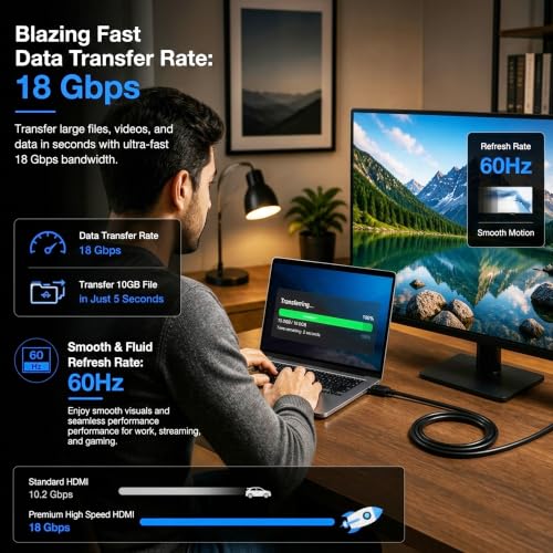 Image of Hama High-Speed HDMI Cable with Ethernet, HDMI Male to Male, 3 m, 4K Ultra HD (3840 x 2160 @ 60Hz), 18 Gbps Bandwidth, HDR, ARC, Compatible with TV, Laptop, PC, Monitor 10-Year Warranty