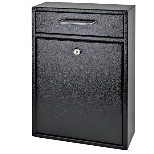 Mail Boss 7412 High Security Steel Locking Wall Mounted Mailbox-Office Comment Letter Deposit, Black Drop Box by Mail Boss - Used condition - US$54.10