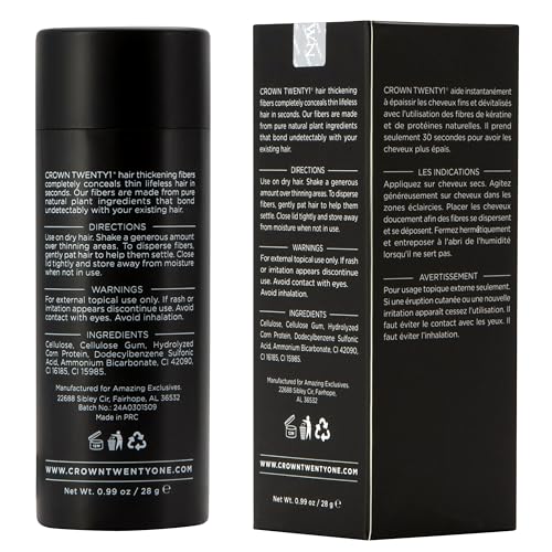CROWN Hair Building Fibers (28g) - Instantly Cover Fine & Thinning Hair for a Thicker, Fuller Look - A Natural Keratin Concealer - 13 Shades for Men & Women - Ash Brown - Thumbnail 3