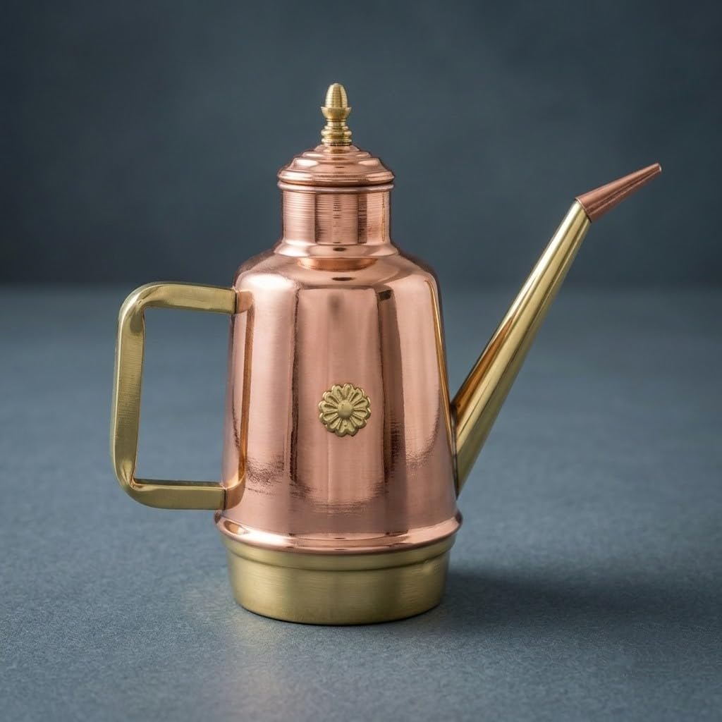 Oliera in rame ed ottone artigianale 1 litro da cucina professionale