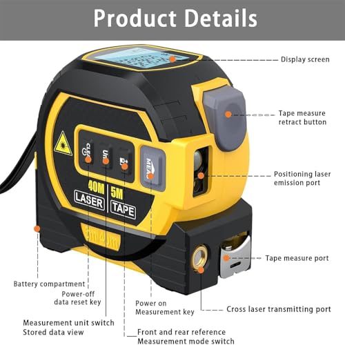 Almighty Ruler, Almighty Ruler 3-in-1 Measuring Tape, 2025 New Almighty Tools Tape Measure, with Led Display, Digital Tape Measure, Almighty Tools (60M/196ft Blue) - Thumbnail 6