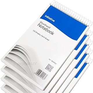 [Pack of 5] Spiral Bound Shorthand Notebooks with 300 Lined Pages