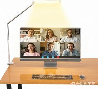 Gift Rechargeable Overhead Video Conference Light for Desk with 3 Models 5 Brightness Levels,Built-in 3600mAh Battery Can be Used for Tiktok,Video Recording,Zoom Meeting,YouTube and Live Broadcast