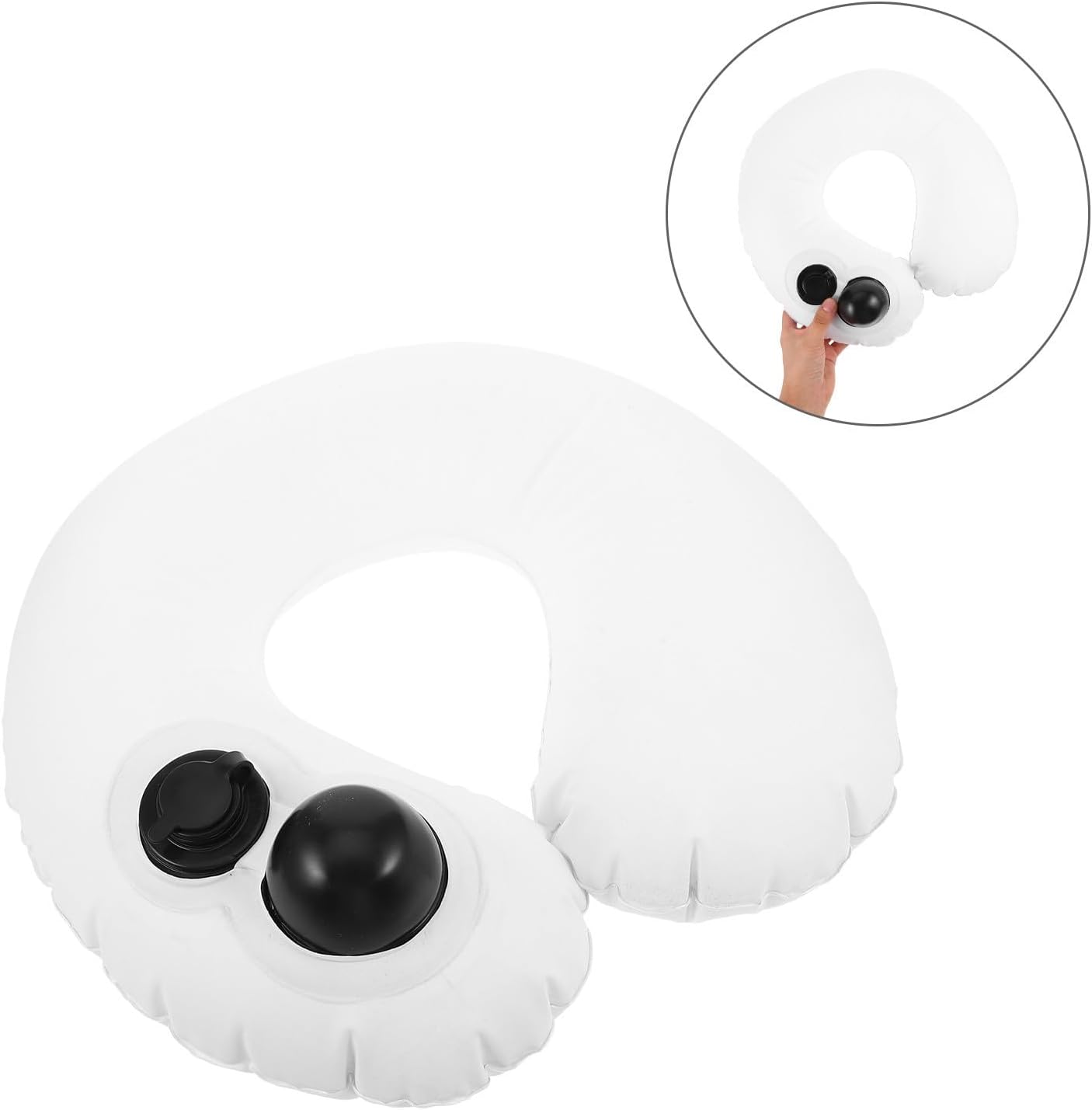 Inflatable U Shaped Neck Pillow for Airplane Travel, Portable White Pvc | Quick Inflation and Deflation, Conforms to Natural Neck Curve, Camping