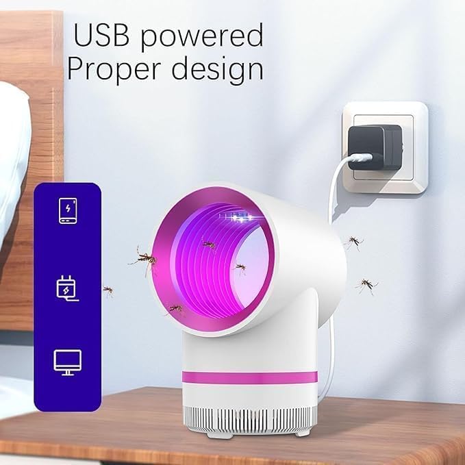 Image of Electric Mosquito Killer Lamp UV LED Bug Zapper Trap, USB Powered Insect Killer Light Chemical-Free Mosquito, Fly & Bug Control Lamp for Indoor Home, Bedroom & Kitchen Use (White)