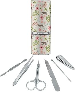 Cats and Flowers Stainless Steel Manicure Pedicure Grooming Beauty Care Travel Kit