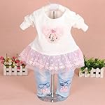 Yao Ensembles de vêtements pour bébés filles denim 3 Ensembles de pièces T-shirt Veste et Jeans