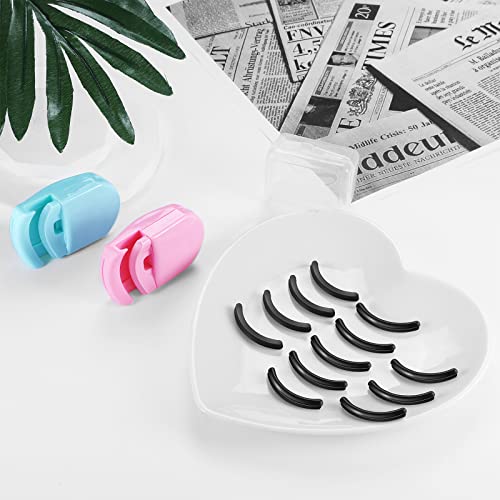Vtrem 2Pcs Travel Eyelash Curler With Pads, Eyelashes Curler Eye Curler With 12 Pieces Extra Soft Gentle Silicone Replacement Refills Pads, Perfect For On The Go Use, Green+Pink #TOP4
